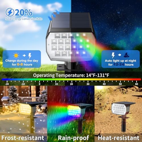 Solar Spot Lights Outdoor Waterproof, Solar Spotlights, 6 Packs, RGB, alternate view 6