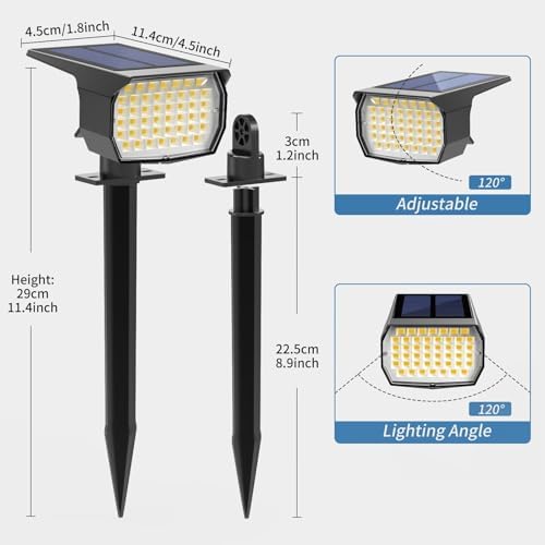 Solar Spot Lights Outdoor Waterproof Spotlight, 2 Pack, Warm White in Warm White, alternate view 6