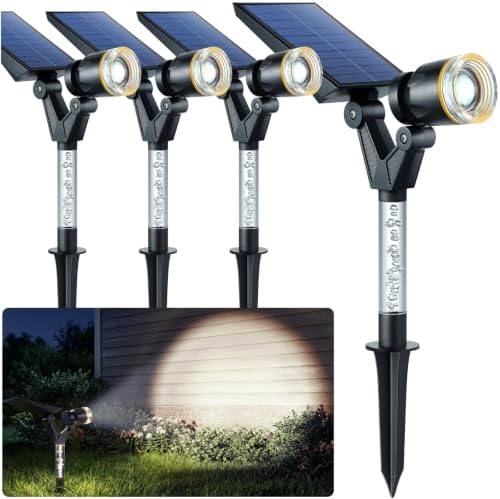 Solar Spot Lights Outdoor Waterproof White Lens LED 4 Pack