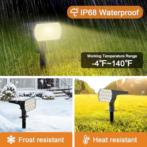 Solar Spotlight Outdoor, IP68 Waterproof, 65 LED, Warm White, 6 Pack in Warm White, alternate view 4