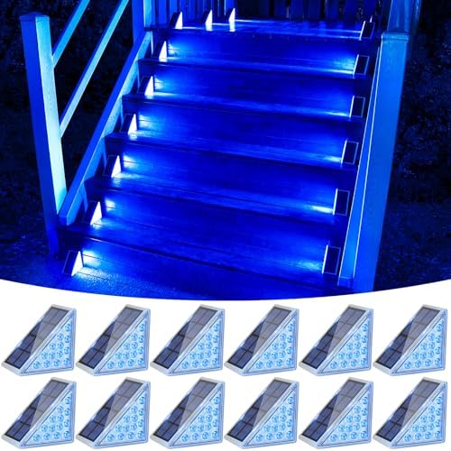 Solar Stair Lights 12 Pack, Solar Step Lights Outdoor Waterproof