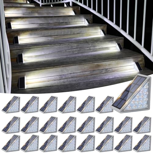 Solar Stair Lights 24 Pack, Solar Step Lights Waterproof IP67