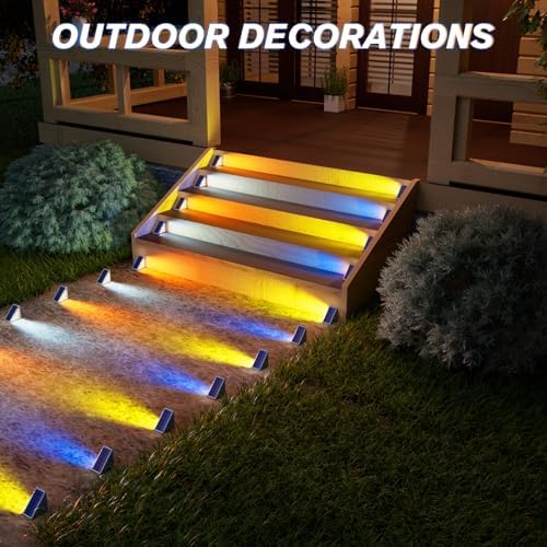 Solar Stair Lights 8 Pack, 7 Fixed Colors Solar Step Lights Outdoor, alternate view 2