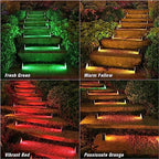 Solar Stair Lights 8 Pack, 7 Fixed Colors Solar Step Lights Outdoor, alternate view 4