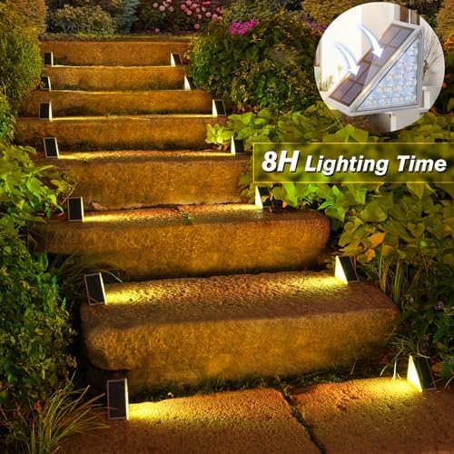 Solar Stair Lights 8 Pack, 7 Fixed Colors Solar Step Lights Outdoor, alternate view 5