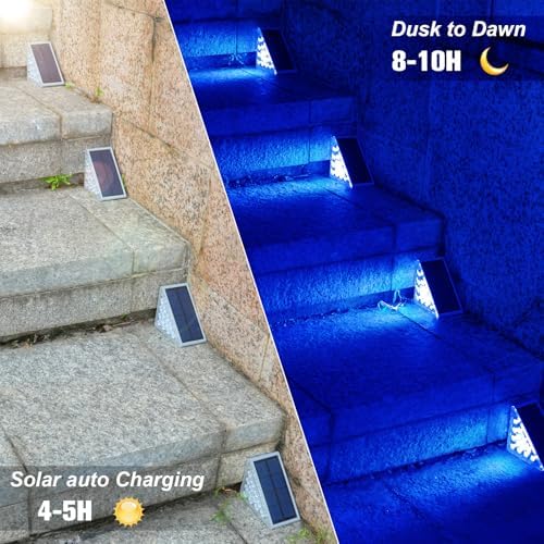 Solar Stair Lights 8 Pack, Solar Step Lights Outdoor Waterproof, alternate view 2