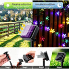 Solar String Flower Lights Outdoor 100 LED 40Ft Multi-Color Christmas Fairy Lights with 8 Lighting Modes, alternate view 3