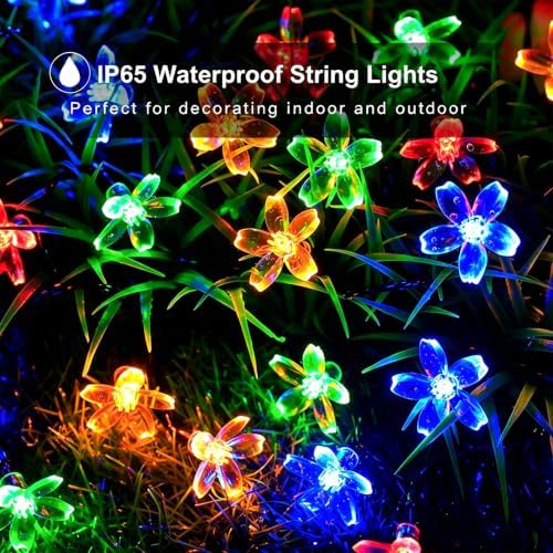 Solar String Flower Lights Outdoor 2 Pack 200 LED 80Ft Multi-Color Christmas Fairy Lights with 8 Lighting Modes, alternate