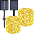 Solar String Lights 2 Pack Total 66FT 200LED Solar Fairy Lights Outdoor Waterproof 8 Lighting Modes Twinkle