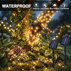 Solar String Lights 2 Pack Total 66FT 200LED Solar Fairy Lights Outdoor Waterproof 8 Lighting Modes Twinkle, alternate view 4
