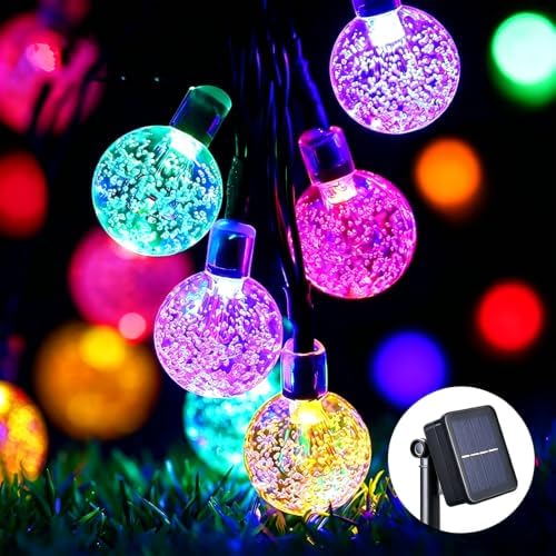 Solar String Lights Outdoor 100 Led 40 Feet Multi-Color Crystal Globe Lights with 8 Lighting Modes, Waterproof