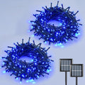 Solar String Lights Outdoor Waterproof, 2 Packs Each 33ft 100 LED Blue Lights, 8 Modes Twinkle Light for