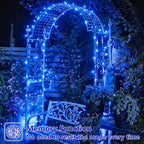 Solar String Lights Outdoor Waterproof, 2 Packs Each 33ft 100 LED Blue Lights, 8 Modes Twinkle Light for, alternate view 6
