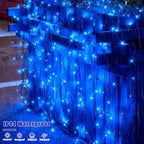 Solar String Lights Outdoor Waterproof, 2 Packs Each 33ft 100 LED Blue Lights, 8 Modes Twinkle Light for, alternate view 7