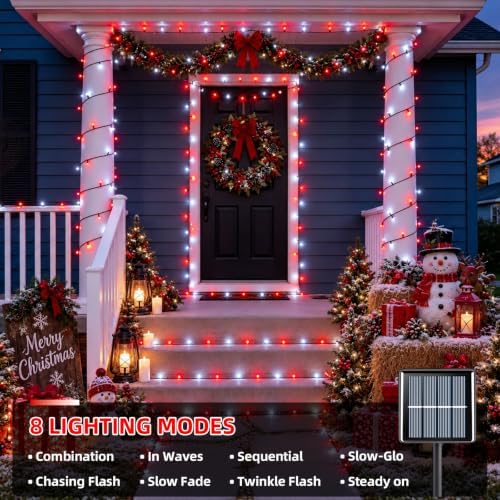 Solar String Lights Outdoor Waterproof, 2 Packs Each 33ft 100 LED Lights, 8 Modes Twinkle Light for Christmas, alternate view
