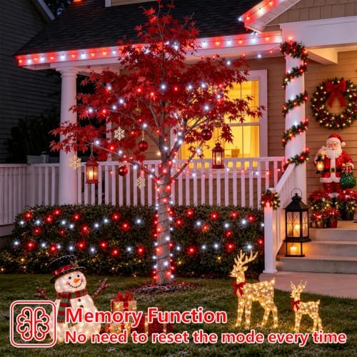 Solar String Lights Outdoor Waterproof, 2 Packs Each 33ft 100 LED Lights, 8 Modes Twinkle Light for Christmas, alternate view
