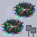 Solar String Lights Outdoor Waterproof, 2 Packs Each 33ft 100 LED Multicolor Lights, 8 Modes Twinkle Light for