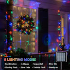 Solar String Lights Outdoor Waterproof, 2 Packs Each 33ft 100 LED Multicolor Lights, 8 Modes Twinkle Light for, alternate