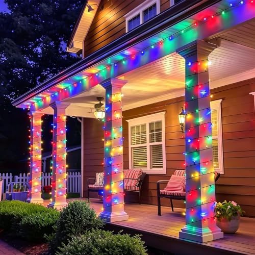 Solar String Lights Outdoor Waterproof, 2 Packs Each 33ft 100 LED Multicolor Lights, 8 Modes Twinkle Light for, alternate