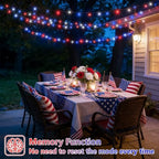 Solar String Lights Outdoor Waterproof, 2 Packs Each 33ft 100 LED Red White Blue Lights, 8 Modes 4th of July, alternate view