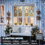 Solar String Lights Outdoor Waterproof, 2 Packs Each 33ft 100 LED White Lights, 8 Modes Twinkle Light for, alternate view 2