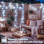 Solar String Lights Outdoor Waterproof, 2 Packs Each 33ft 100 LED White Lights, 8 Modes Twinkle Light for, alternate view 5