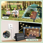 Solar String Lights Outdoor Waterproof with Remote & Timer, LED Shatterproof ST38 Bulbs, USB & Solar Powered, alternate view