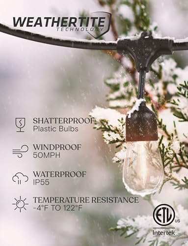 Solar String Lights with 32 Hanging Edison Bulbs and Brightness Controls with Remote 7W-104 3000K, alternate view 2