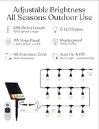 Solar String Lights with 32 Hanging Edison Bulbs and Brightness Controls with Remote 7W-104 3000K, alternate view 4