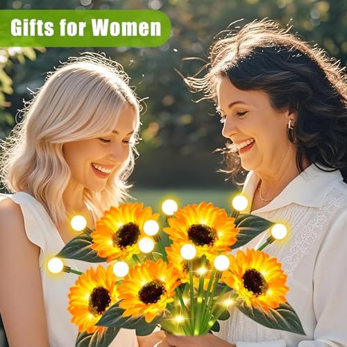 Solar Sunflower Lights Outdoor 4 Pack with Firefly Lights for Yard in 6 Pack Sunflowers Lights, alternate view 5