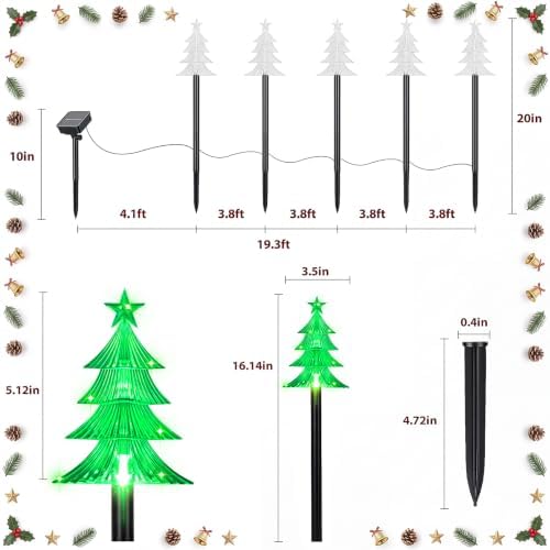 Solar Tree Pathway Lights Outdoor Christmas Decorations, 5 PCS, alternate view 2