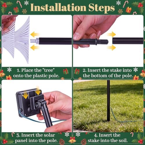 Solar Tree Pathway Lights Outdoor Christmas Decorations, 5 PCS, alternate view 6