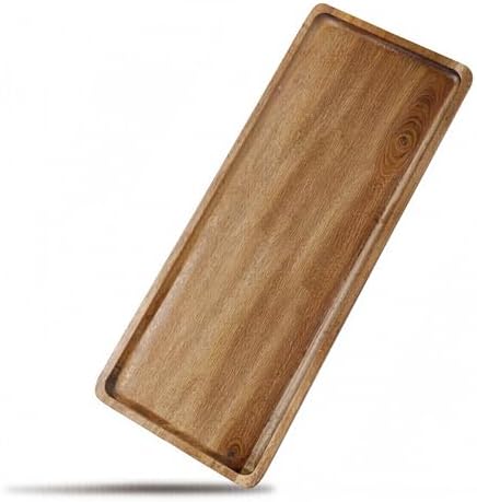 Solid Acacia Wood Serving Trays - 14" x 5.5" Rectangular Wooden Platters for Food, Charcuterie Boards, Cheese