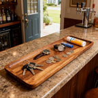 Solid Acacia Wood Serving Trays - 14" x 5.5" Rectangular Wooden Platters for Food, Charcuterie Boards, Cheese, alternate view