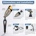 Solid Brass Landscape Lighting, 12V Heavy Duty Low Voltage Landscape Spotlights, LED Spot Lights for Outdoor, alternate view