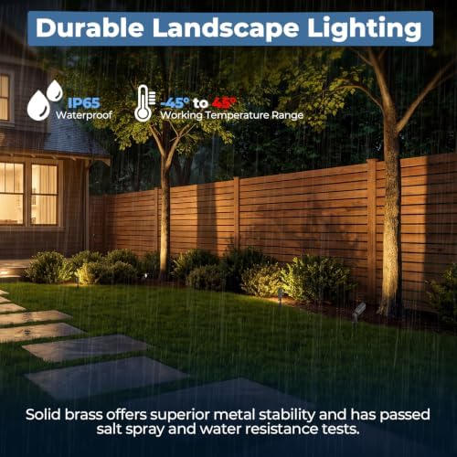 Solid Brass Landscape Lighting, 12V Heavy Duty Low Voltage Landscape Spotlights, LED Spot Lights for Outdoor, alternate view