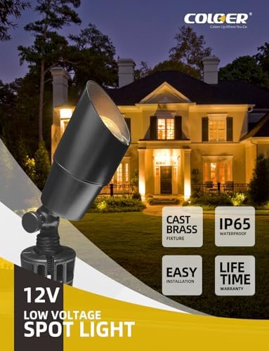 Solid Brass Landscape Spotlight 12-Pack with 5W LED MR16(101B-Black), alternate view 2
