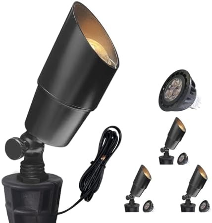 Solid Brass Landscape Spotlight 4-Pack with 5W LED MR16(101B-Black)