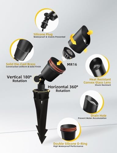 Solid Brass Landscape Spotlight 4-Pack with 5W LED MR16(101B-Black), alternate view 3