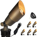 Solid Brass Landscape Spotlights 6 Pack with 5W MR16 (101B Bronze)
