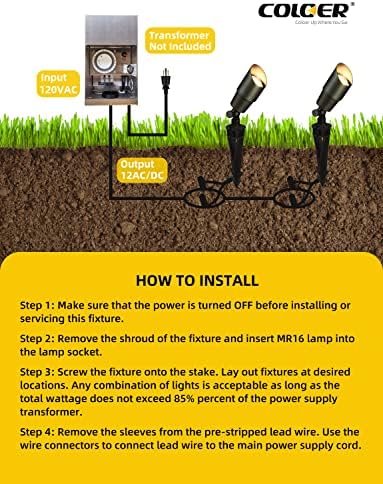Solid Brass Landscape Spotlights 6 Pack with 5W MR16 (101B Bronze), alternate view 6