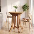 Solid Wood Bar Table, 31.5-Inch Round Pub Table Rustic Brown
