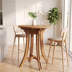 Solid Wood Bar Table, 31.5-Inch Round Pub Table Rustic Brown