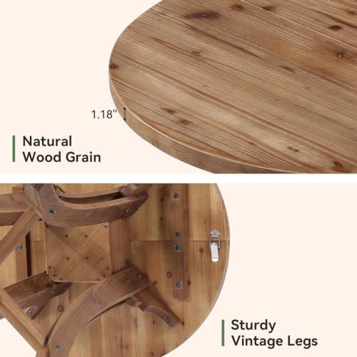 Solid Wood Bar Table, 31.5-Inch Round Pub Table Rustic Brown, alternate view 3