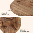 Solid Wood Bar Table, 31.5-Inch Round Pub Table Rustic Brown, alternate view 3