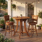 Solid Wood Bar Table, 31.5-Inch Round Pub Table Rustic Brown, alternate view 5