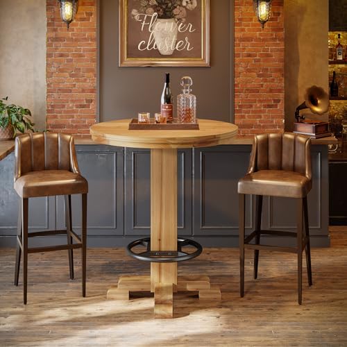 Solid Wood Round Bar Table, 37.4-Inch Bar Height, Bistro Pub Table, alternate view 4