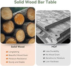 Solid Wood Round Bar Table, 37.4-Inch Bar Height, Bistro Pub Table, alternate view 5