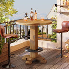 Solid Wood Round Bar Table, 37.4-Inch Bar Height, Bistro Pub Table, alternate view 7