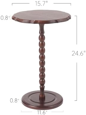Solid Wood Round Side Table, Small Drink Table, Pedestal Side Table, alternate view 2